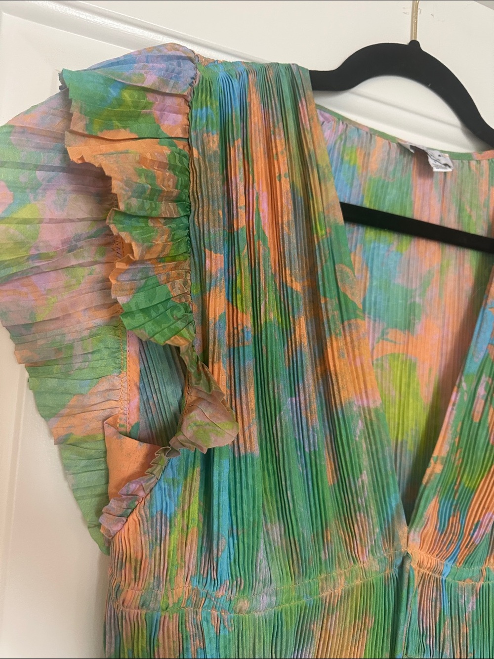 Pleated Deep Cut Maxi Dress